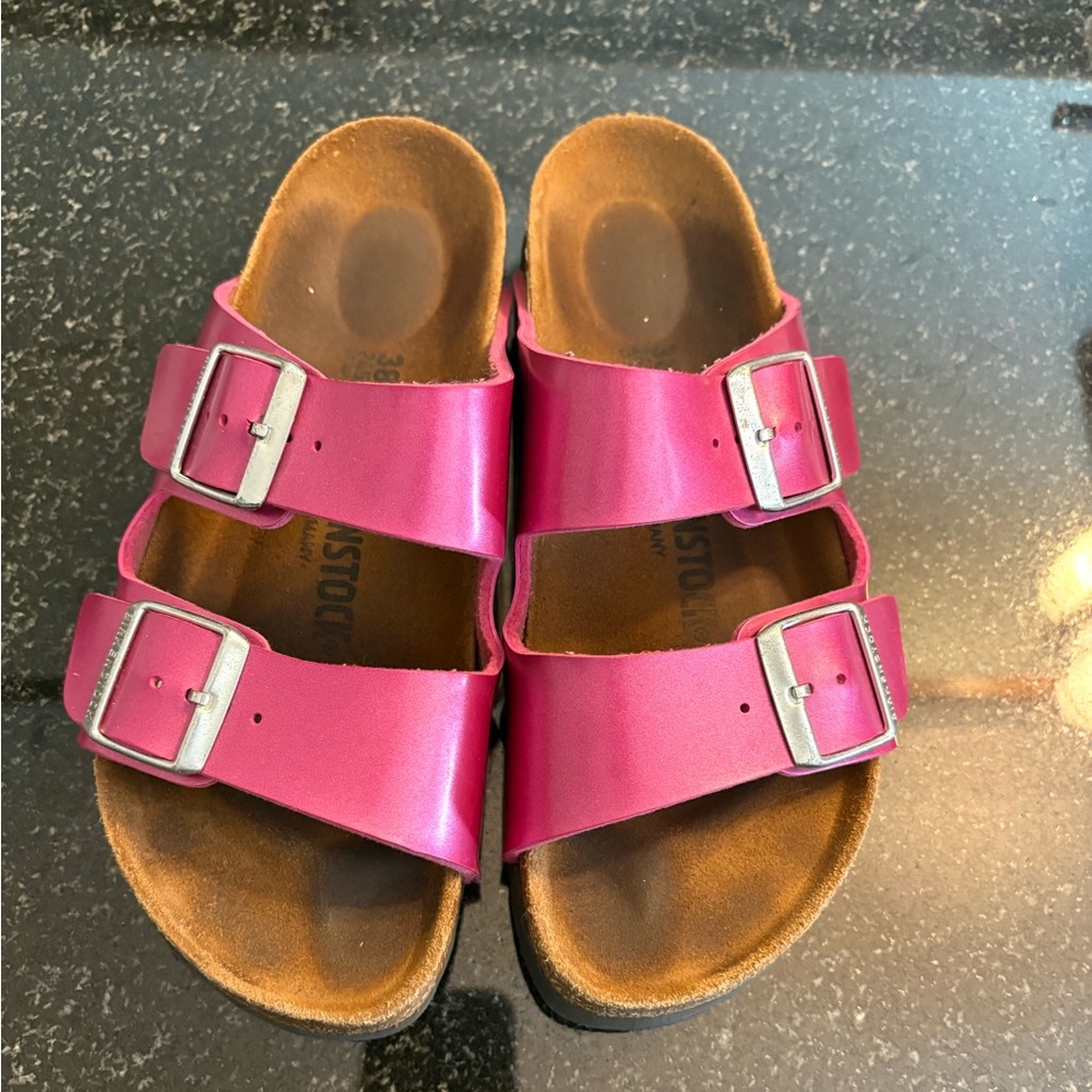Excellent Condition Birkenstock Pink Sandals with Adjustable Straps